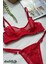 Kırmızı Balenli Kapsız Tül Bralet Sütyen Takımı 2