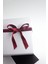 Beyaz Boş Hediye Kutusu Bordo Kurdeleli Kutu Yılbaşı Kutu 21 cm x 21 cm x 9.4 cm 5