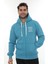 Erkek Turkuaz Standart Fit Normal Kesim Içi Polarlı Tam Fermuarlı Kapüşonlu Pamuklu Sweatshirt 1