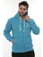 Erkek Turkuaz Standart Fit Normal Kesim Içi Polarlı Tam Fermuarlı Kapüşonlu Pamuklu Sweatshirt 2