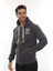 Erkek Füme Standart Fit Normal Kesim Içi Polarlı Tam Fermuarlı Kapüşonlu Pamuklu Sweatshirt 2