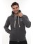 Erkek Füme Standart Fit Normal Kesim Içi Polarlı Tam Fermuarlı Kapüşonlu Pamuklu Sweatshirt 3