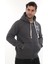 Erkek Füme Standart Fit Normal Kesim Içi Polarlı Tam Fermuarlı Kapüşonlu Pamuklu Sweatshirt 5