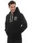 Erkek Siyah Standart Fit Normal Kesim Içi Polarlı Tam Fermuarlı Kapüşonlu Pamuklu Sweatshirt 1