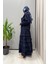 Fırfır Detaylı Ceket Elbise Takım Lacivert 38807 2