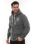 Erkek Koyu Gri Standart Fit Normal Kesim Içi Polarlı Tam Fermuarlı Kapüşonlu Pamuklu Sweatshirt 2