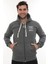 Erkek Koyu Gri Standart Fit Normal Kesim Içi Polarlı Tam Fermuarlı Kapüşonlu Pamuklu Sweatshirt 4