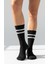 Kadın 2’li Spor Tenis Çorabı – Siyah ve Beyaz Çizgili Model 3