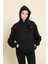 Oversize Kanguru Cepli Siyah Sweatshirt 6