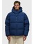 Down Fill Jacket Kaztüyü Dolgu Sabit Kapüşonlu Çivit Mavi Mont 1