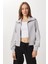 Dik Yaka Fermuarlı Modal Sweatshirt LUB0308 Taş Grisi 1