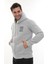 Erkek Açık Gri Standart Fit Normal Kesim Içi Polarlı Tam Fermuarlı Kapüşonlu Pamuklu Sweatshirt 1