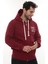 Erkek Bordo Standart Fit Normal Kesim Içi Polarlı Tam Fermuarlı Kapüşonlu Pamuklu Sweatshirt 3