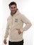 Erkek Bej Standart Fit Normal Kesim Içi Polarlı Tam Fermuarlı Kapüşonlu Pamuklu Sweatshirt 5