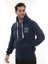 Erkek Mavi Standart Fit Normal Kesim Içi Polarlı Tam Fermuarlı Kapüşonlu Pamuklu Sweatshirt 1