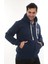 Erkek Mavi Standart Fit Normal Kesim Içi Polarlı Tam Fermuarlı Kapüşonlu Pamuklu Sweatshirt 2
