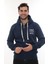 Erkek Mavi Standart Fit Normal Kesim Içi Polarlı Tam Fermuarlı Kapüşonlu Pamuklu Sweatshirt 3