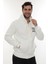 Erkek Beyaz Standart Fit Normal Kesim Içi Polarlı Tam Fermuarlı Kapüşonlu Pamuklu Sweatshirt 2
