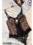 Leopar Desenli Dantelli Balenli Kapsız Transparan String Bodysuit 1