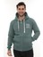 Erkek Petrol Standart Fit Normal Kesim Içi Polarlı Tam Fermuarlı Kapüşonlu Pamuklu Sweatshirt 1