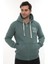 Erkek Petrol Standart Fit Normal Kesim Içi Polarlı Tam Fermuarlı Kapüşonlu Pamuklu Sweatshirt 4
