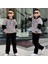 Erkek Çocuk Kapüşonlü Sweatshirt - Kadife Pantolon Full Likra Kışlık Alt Üst 2'li Takım - Bayramlık 1