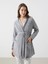 Lcw Dream Gri Kruvaze Yaka Kadife Kadın Sabahlık 1