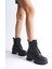 Lauren Bağcıklı Fermuarlı Ortopedik Taban Topuklu Kadın Bot Cst - Siyah 1
