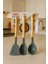Stil Silikon Bambu Saplı Servis Seti 3’lü | Spatula, Kepçe ve Servis Kaşığı 2