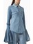 Mode Recycled Denim Bell-Sleeve Lüks Kadın Gömlek 1