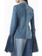 Mode Recycled Denim Bell-Sleeve Lüks Kadın Gömlek 3