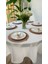 Keten Dokulu Sedefli Simli Beyaz Oval Masa Örtüsü (Peçete Dahil Değil) 8