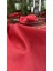 Keten Dokulu Simli Kırmızı Yuvarlak Masa Örtüsü(Peçete Dahil Değil ) 7