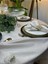 Keten Dokulu Gold Simli Dantel Detaylı Ekru Yuvarlak Masa Örtüsü (Peçete Dahil Değil) 3