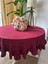 Kadife Dokulu Dertsiz Vintage Bordo Fırfırlı Yuvarlak Masa Örtüsü (Peçete Dahil Değil) 3