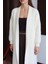 Kadın Ekru Sakallı Şal Yaka Uzun Hırka 2