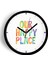 Modern Yazılı Tasarım - '' Our Happy Place '' Duvar Saati - 25CM - Önü Camlı Siyah Kasa 1