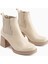 Marya Bej Lastikli Kadın Topuklu Bot 4