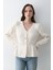 Krem 3 Düğmeli Pileli Hırka - 251065 1