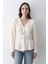 Krem 3 Düğmeli Pileli Hırka - 251065 2