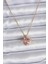 316L Çelik Gold Renk Zincir Pembe Kristal Kalp Model Zirkon Taş Detay Kadın Kolye 1