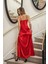Pilelistore Dantelli Uzun Yırbrfaçlı Saten Gecelik Elbise String Takım Kırmızı (BRF31512) 4