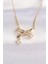 316L Çelik Zincir Altın Renk Zirkon Taşlı Kalp Detay Fiyonk Kolye 1