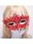 Buğz Kırmızı Renk Gözler Kristal Taşlı Dantelli Parti Maskesi 1