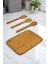 Golden Bambu Serisi Oluklu Antibakteriel Yıkanabilir Bambu 36X26 cm Doğrama Tahtası, Kaşık ve Spatula, Tahta Kevgir, 4'lü Set 3