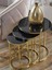 Lü Siyah Cam Gold Metal Zigon Sehpa 1