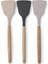 Bambu Saplı Silikon Geniş Spatula, Bambu Uzun Silikon Geniş Spatula 27CM 3 Renk Seçenekli (Krem) 2