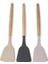 Bambu Saplı Silikon Geniş Spatula, Bambu Uzun Silikon Geniş Spatula 27CM 3 Renk Seçenekli (Krem) 3