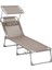 GCB192K01 Şezlong, Katlanabilir, 193 x 53 x 29 Cm, Taşıma Kapasitesi 150 Kg, Güneşlik ve Eğilebilir Sırtlık, Bahçe, Havuz, Teras Için, Boz Kahverengi 1