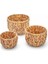 3'lü El Yapımı Doğal Hasır Yuvarlak Saksı Seti, Hasır El Yapımı Yuvarlak Örgü Saksı 3'lü Set, Rattan Saksı Seti, (22CM*15CM-18CM*13CM-14CM*11CM) 3